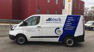 Fahrzeugbeschriftung Bösch Sanitär & Heizung AG