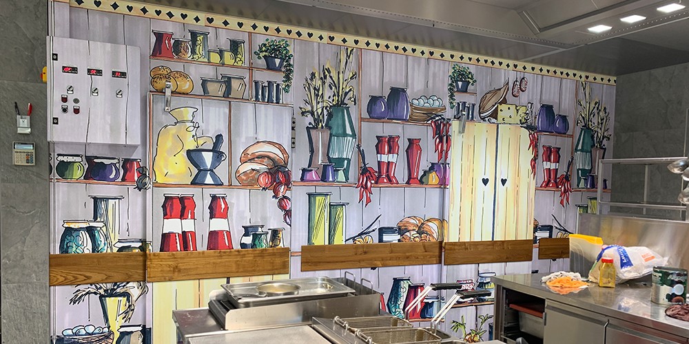 Küchenrückwand Digitaldruck verklebt Hirschen Oberkirch